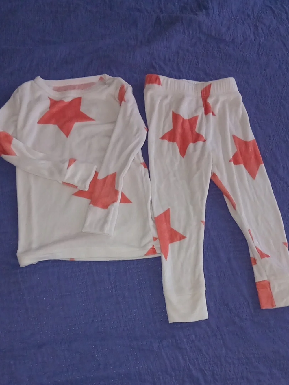 Cat & Jack White Pajama Set with Coral Star Print